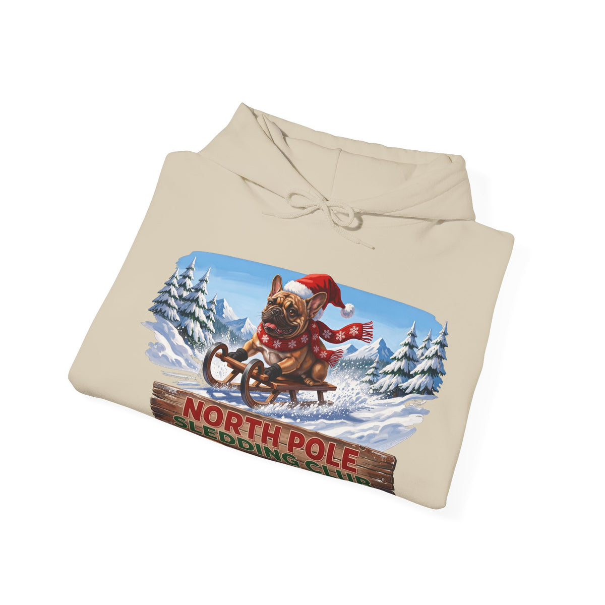 North Pole Sledding Club – Personalized French Bulldog Christmas Hoodie