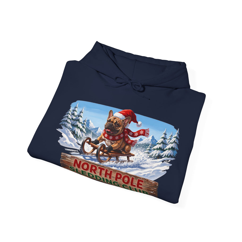 North Pole Sledding Club – Personalized French Bulldog Christmas Hoodie