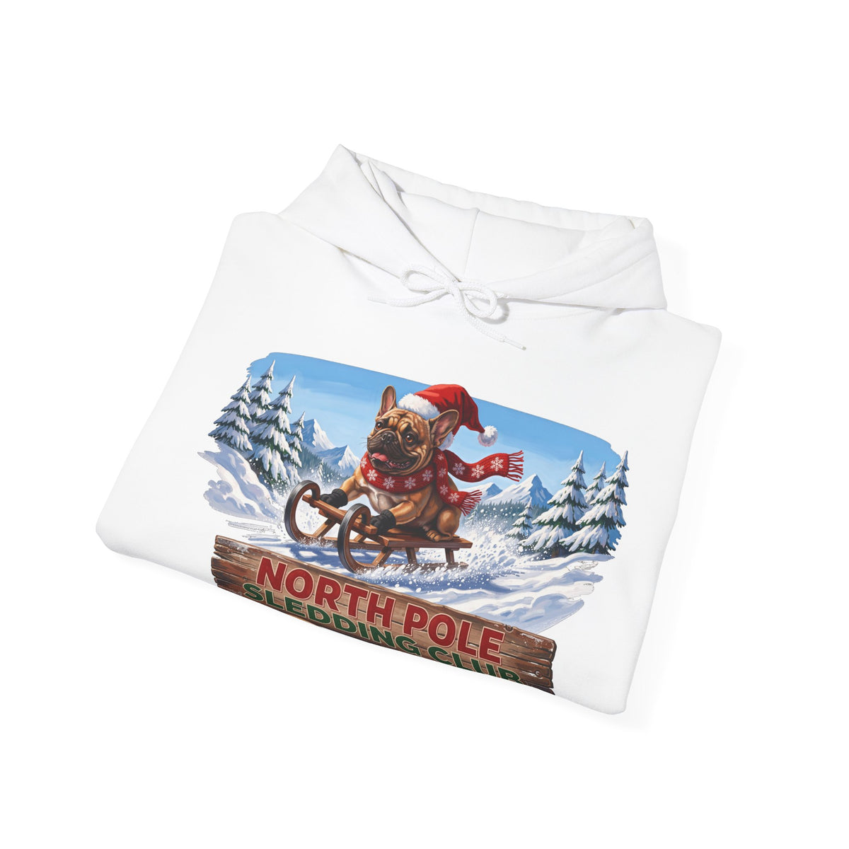 North Pole Sledding Club – Personalized French Bulldog Christmas Hoodie