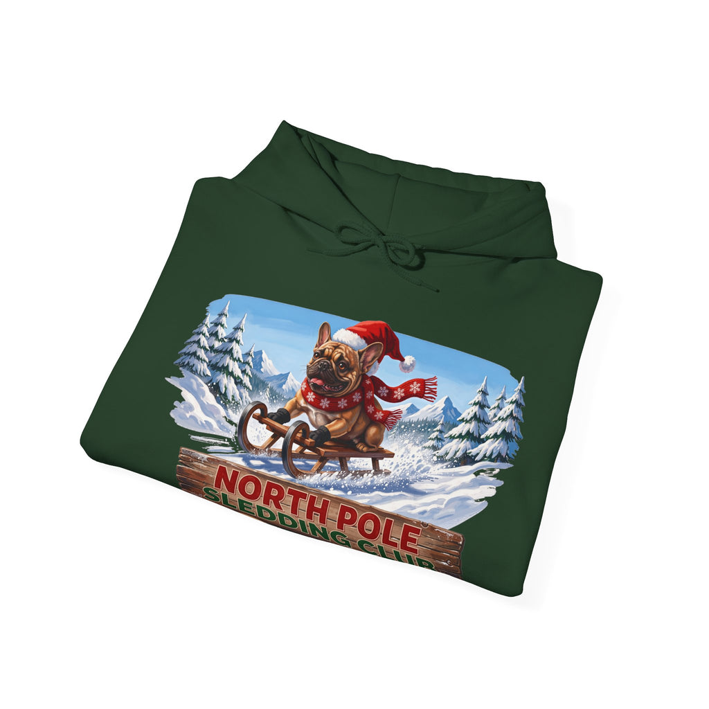 North Pole Sledding Club – Personalized French Bulldog Christmas Hoodie