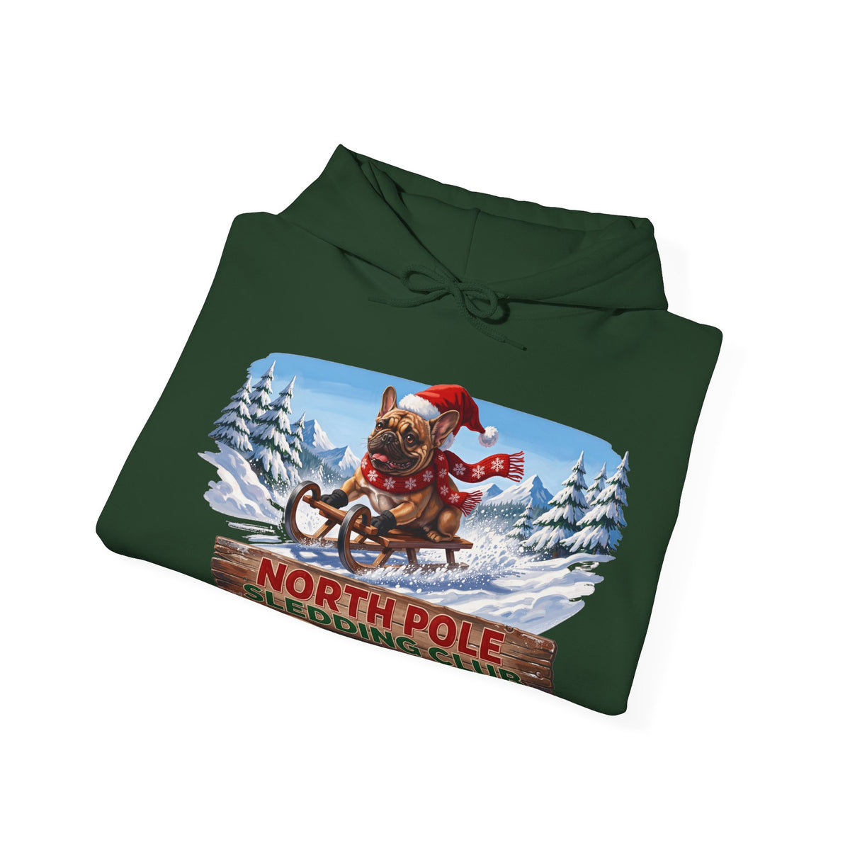 North Pole Sledding Club – Personalized French Bulldog Christmas Hoodie
