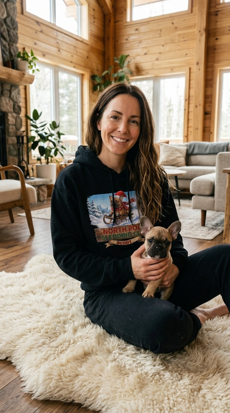 North Pole Sledding Club – Personalized French Bulldog Christmas Hoodie