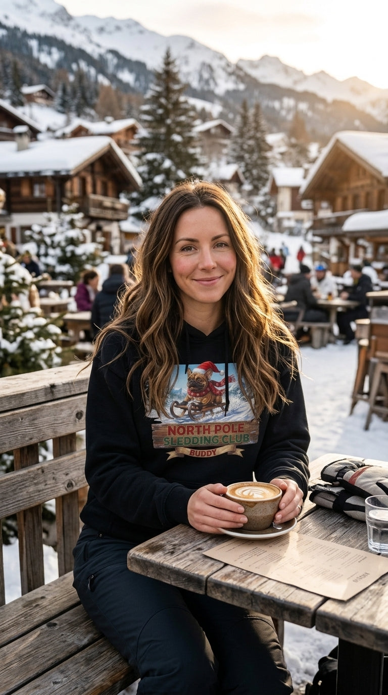 North Pole Sledding Club – Personalized French Bulldog Christmas Hoodie