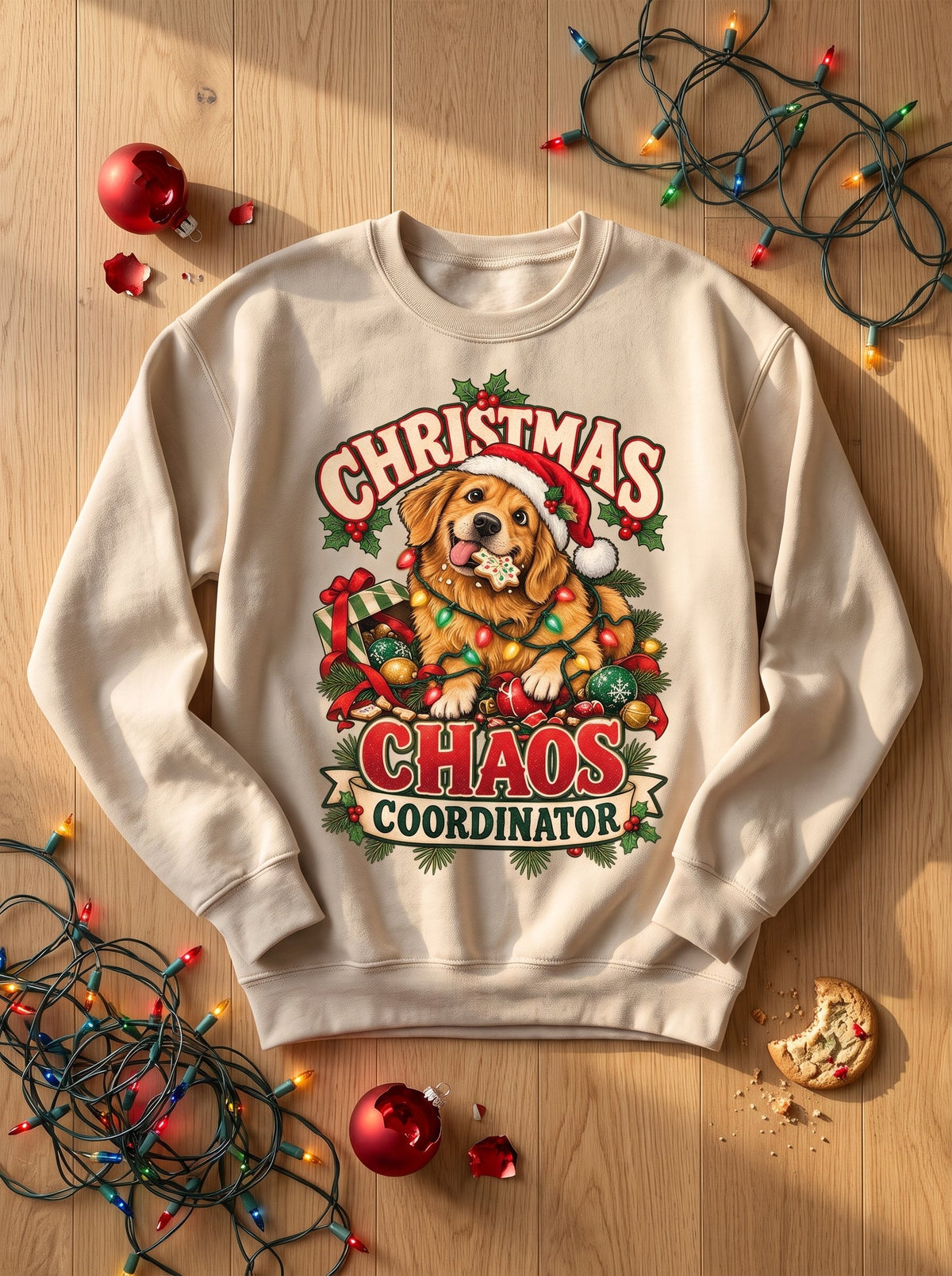 Christmas Chaos Coordinator – Funny Golden Retriever Christmas Sweatshirt