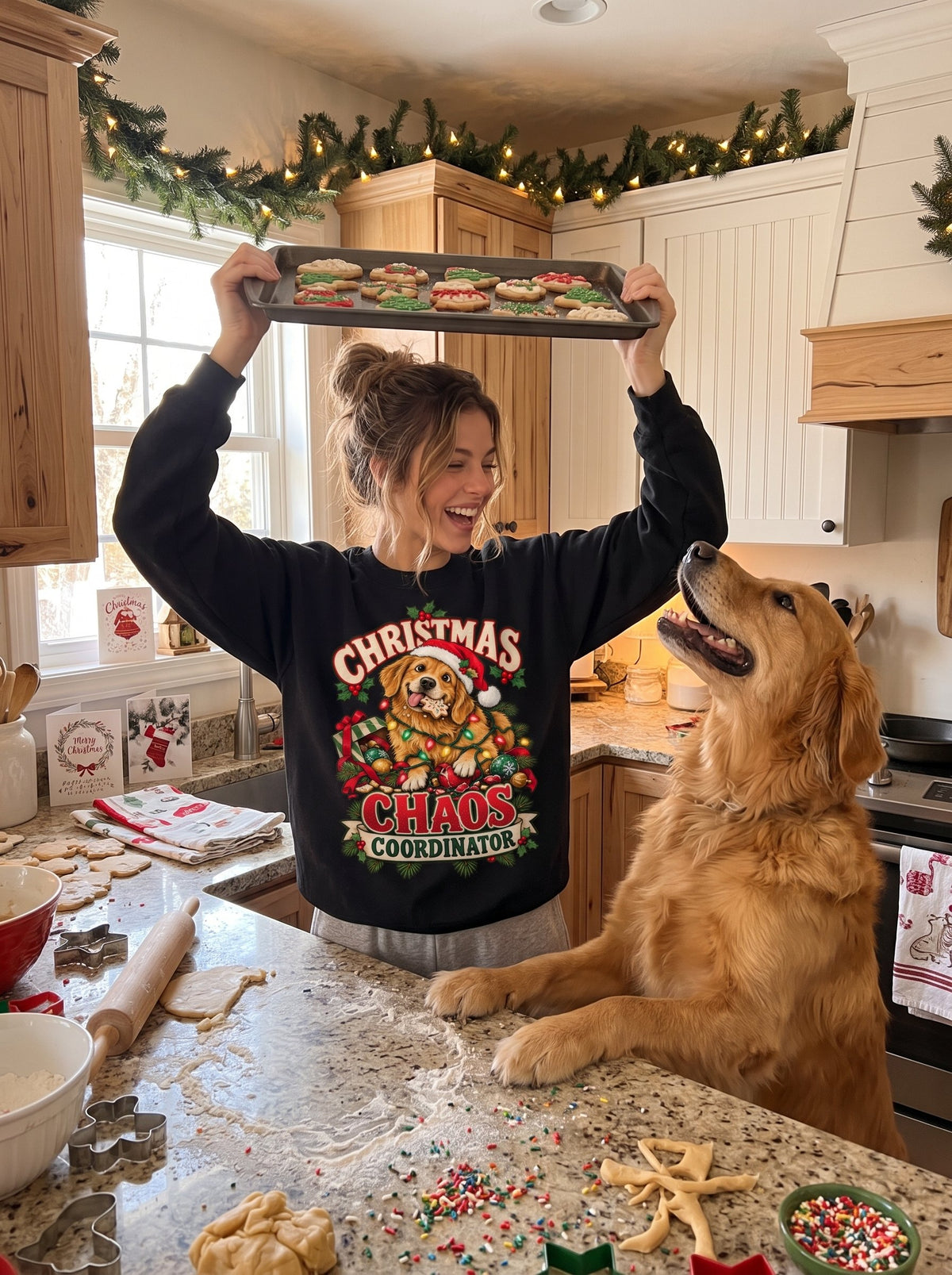 Christmas Chaos Coordinator – Funny Golden Retriever Christmas Sweatshirt