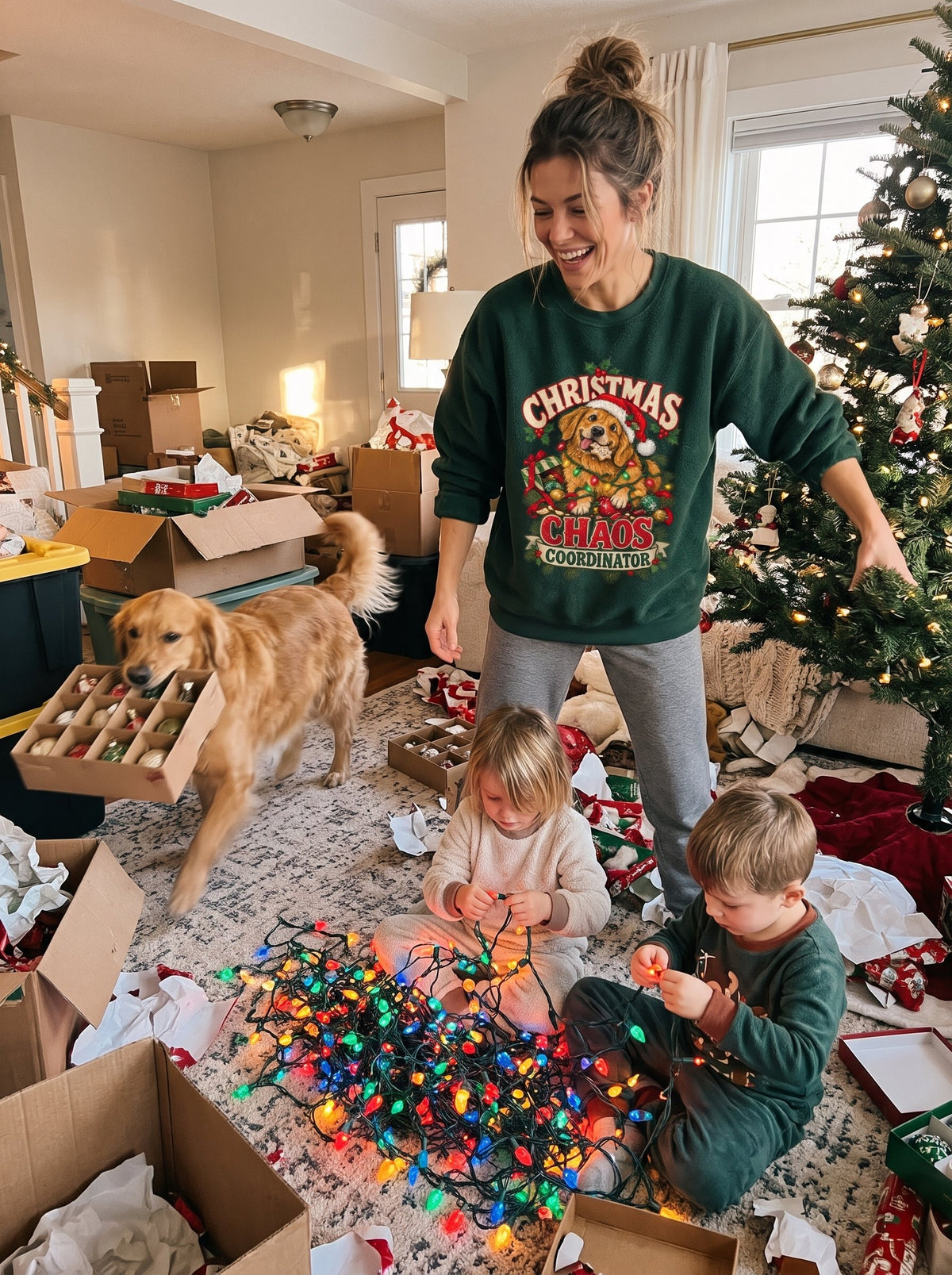 Christmas Chaos Coordinator – Funny Golden Retriever Christmas Sweatshirt