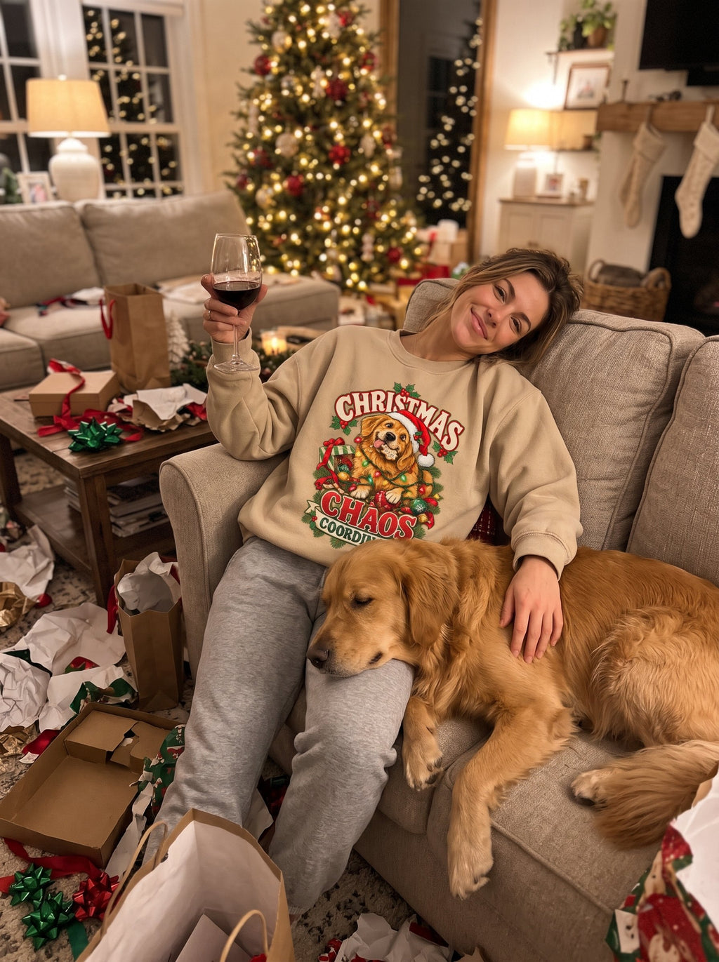 Christmas Chaos Coordinator – Funny Golden Retriever Christmas Sweatshirt