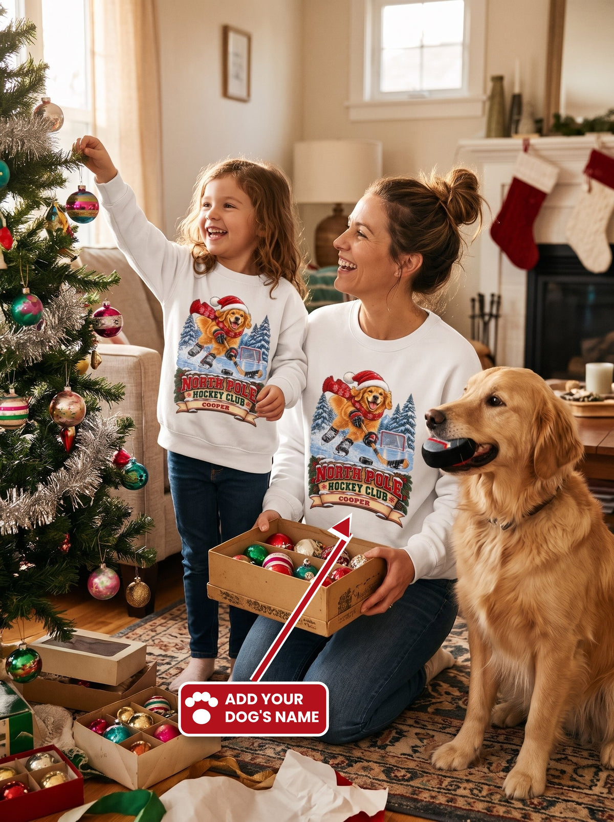 North Pole Hockey Club – Personalized Golden Retriever Christmas Sweatshirt