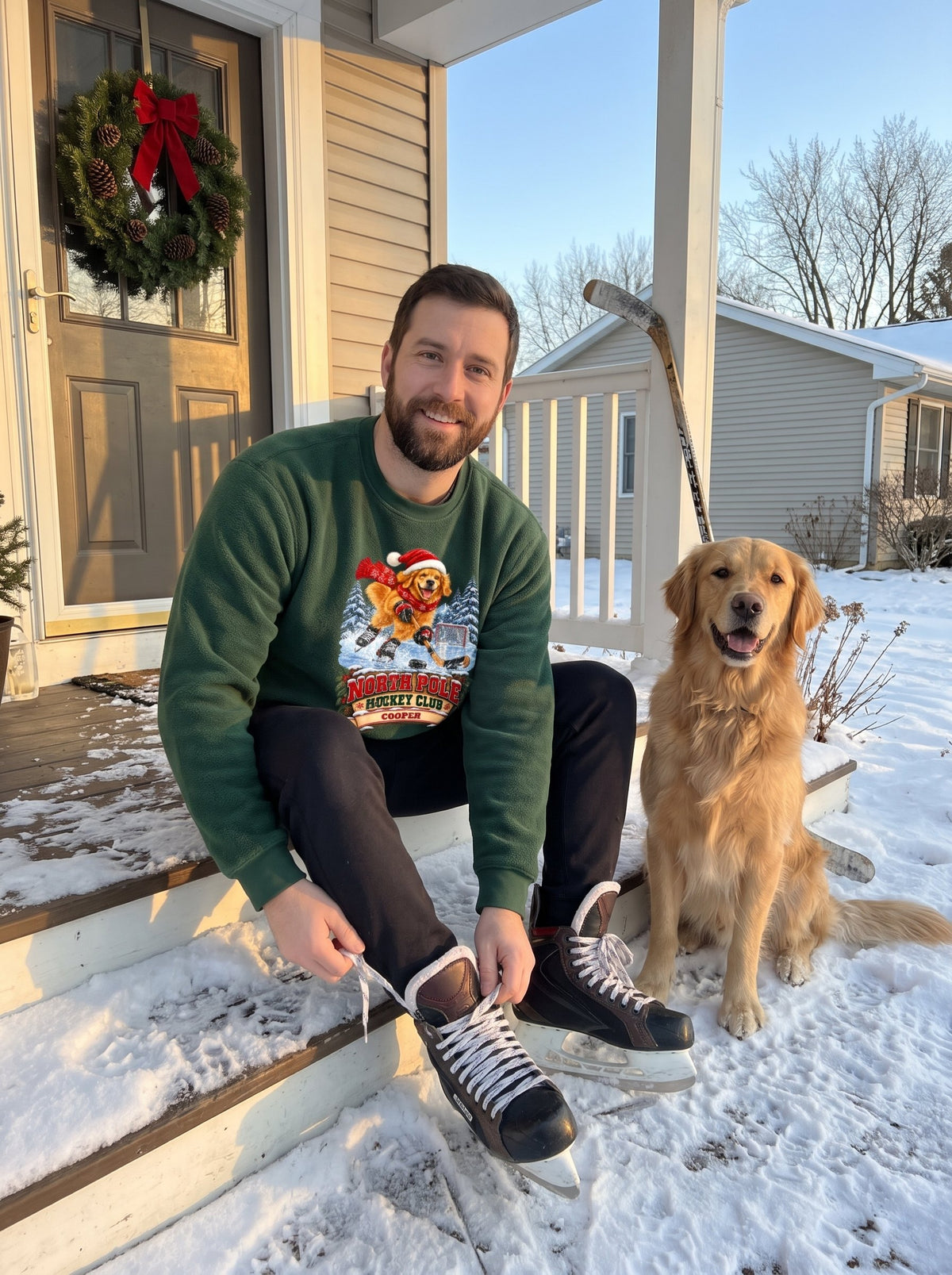North Pole Hockey Club – Personalized Golden Retriever Christmas Sweatshirt