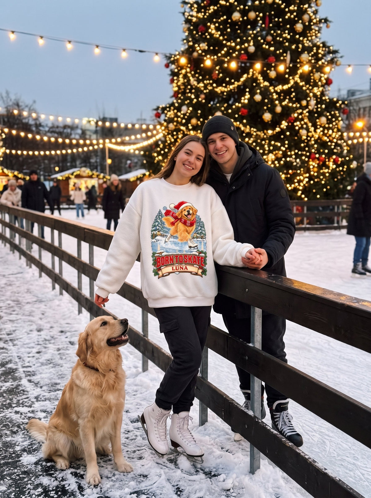Born to Skate – Personalized Golden Retriever Christmas Sweatshirt