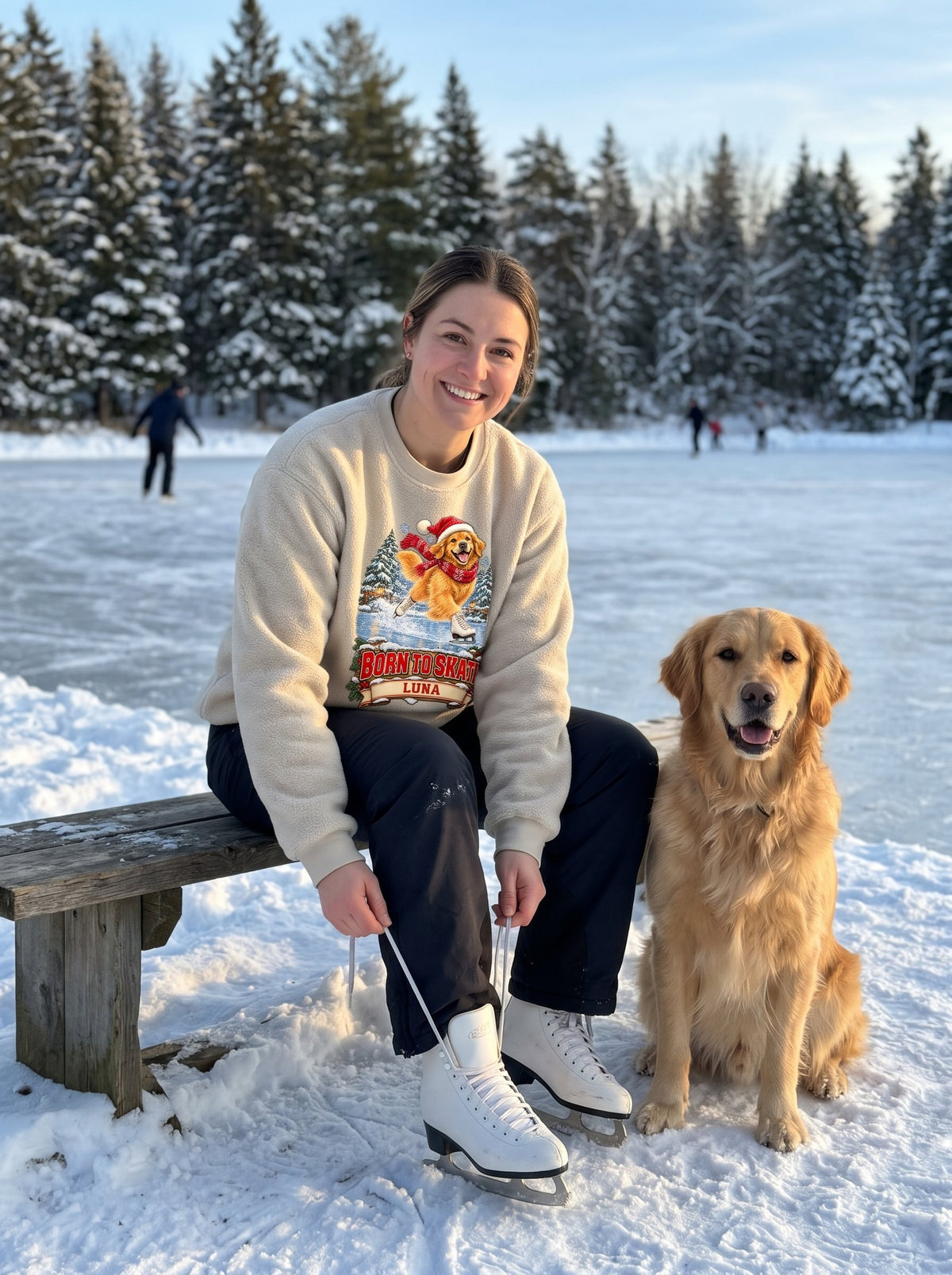Born to Skate – Personalized Golden Retriever Christmas Sweatshirt