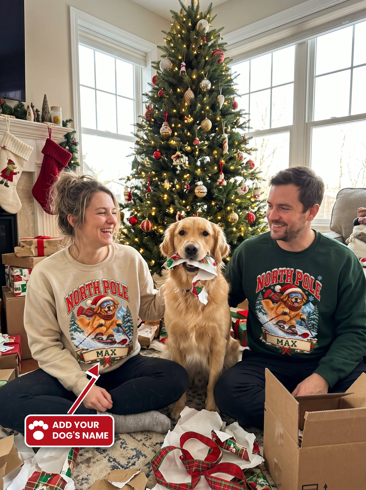 North Pole Ski Team – Personalized Golden Retriever Christmas Sweatshirt