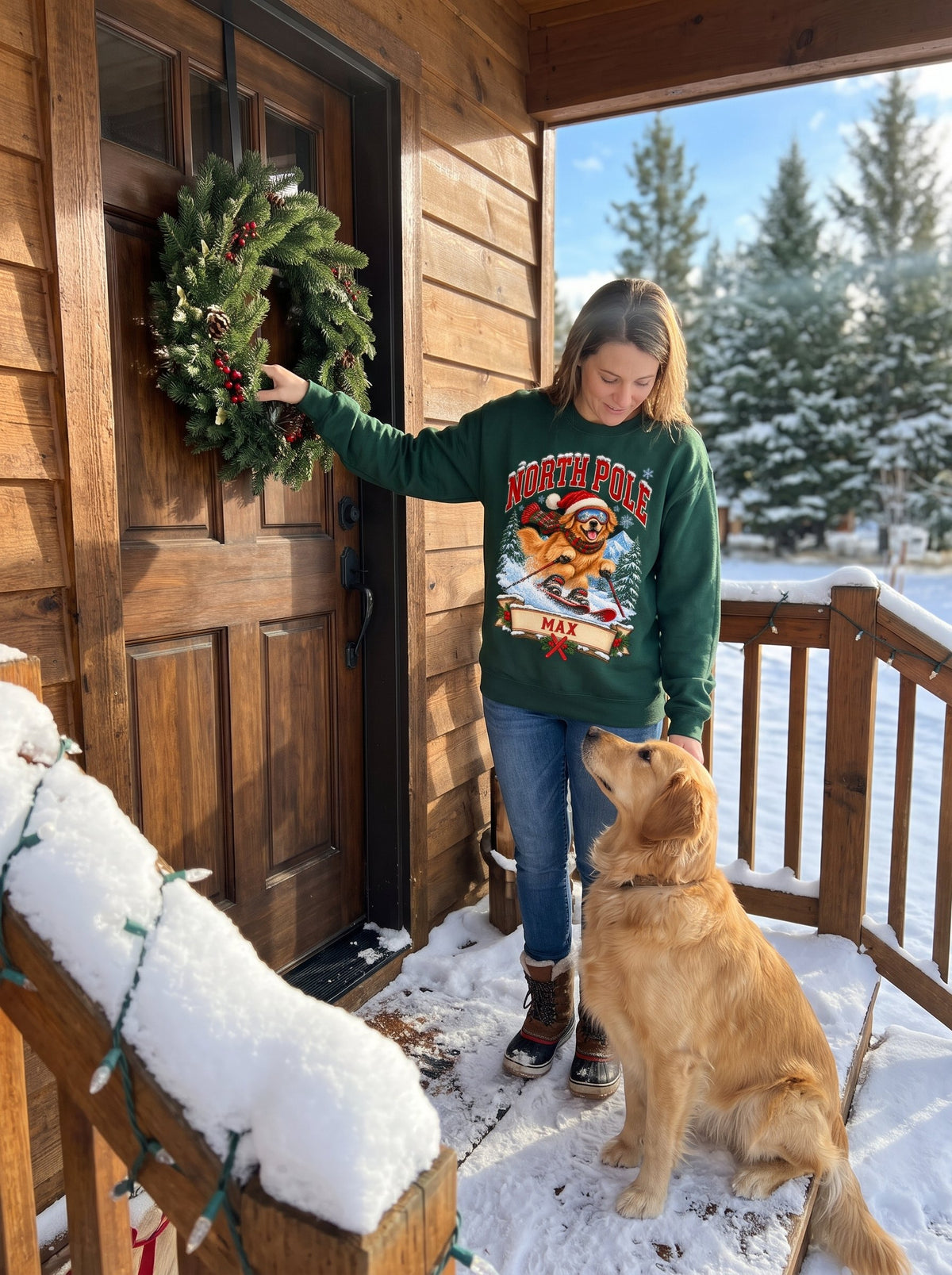 North Pole Ski Team – Personalized Golden Retriever Christmas Sweatshirt