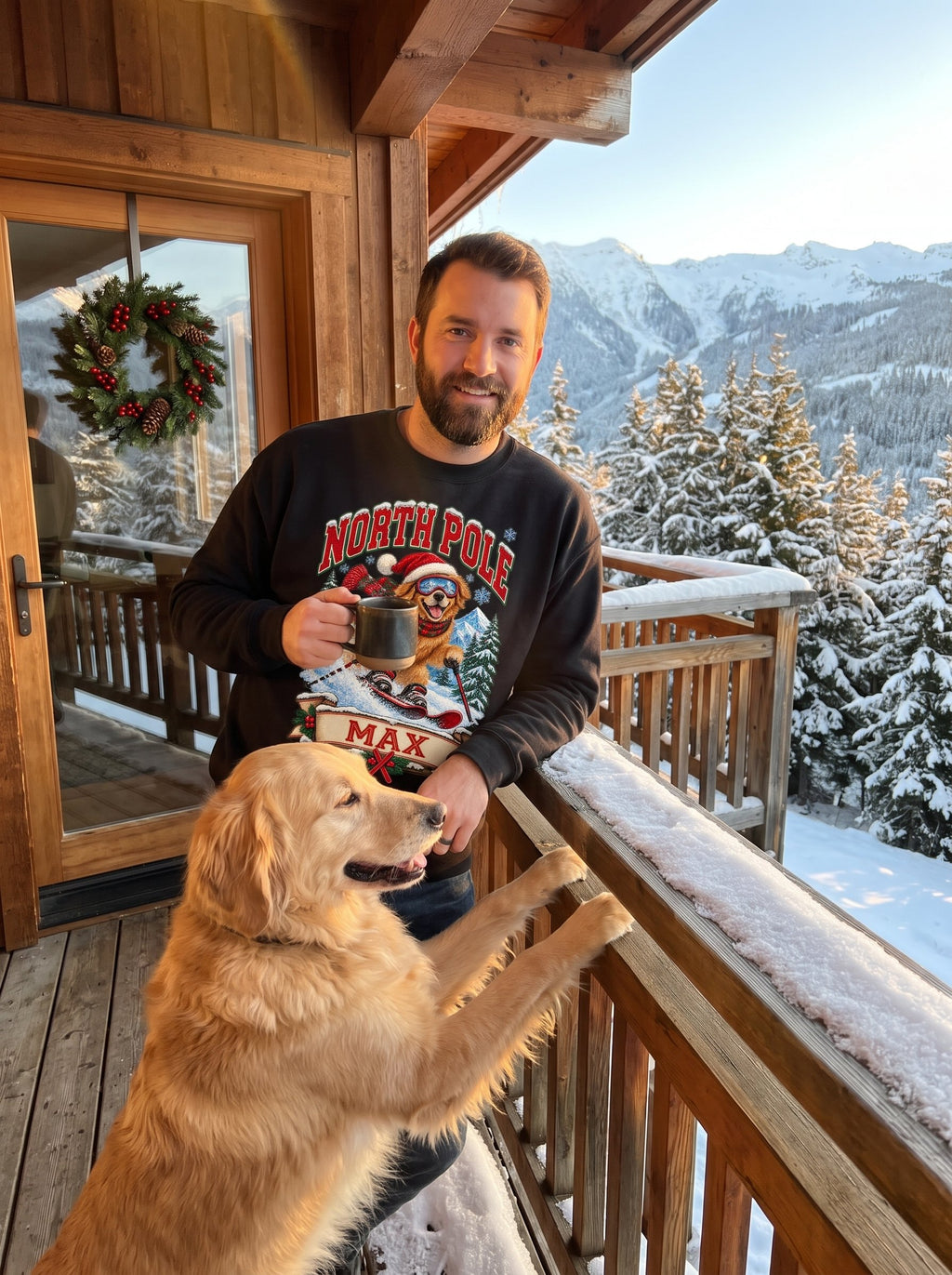 North Pole Ski Team – Personalized Golden Retriever Christmas Sweatshirt