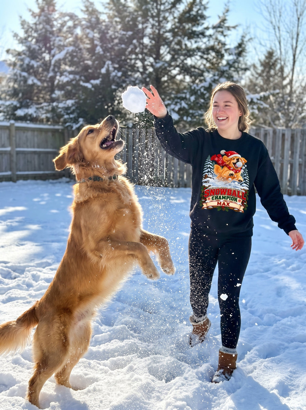 Snowball Champion – Personalized Golden Retriever Christmas Sweatshirt