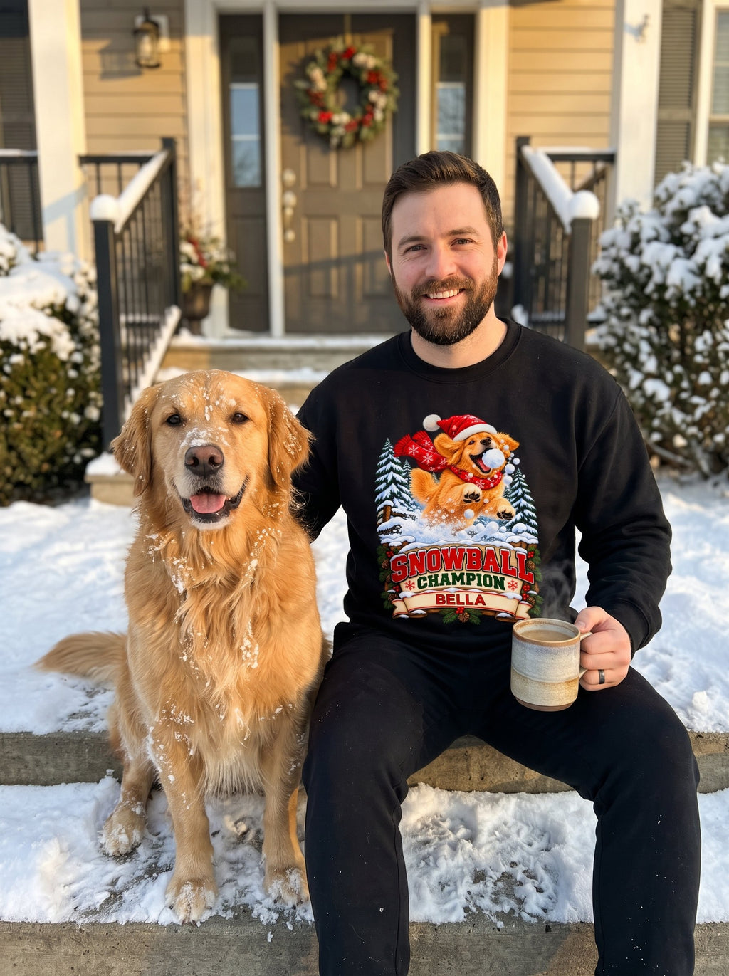 Snowball Champion – Personalized Golden Retriever Christmas Sweatshirt
