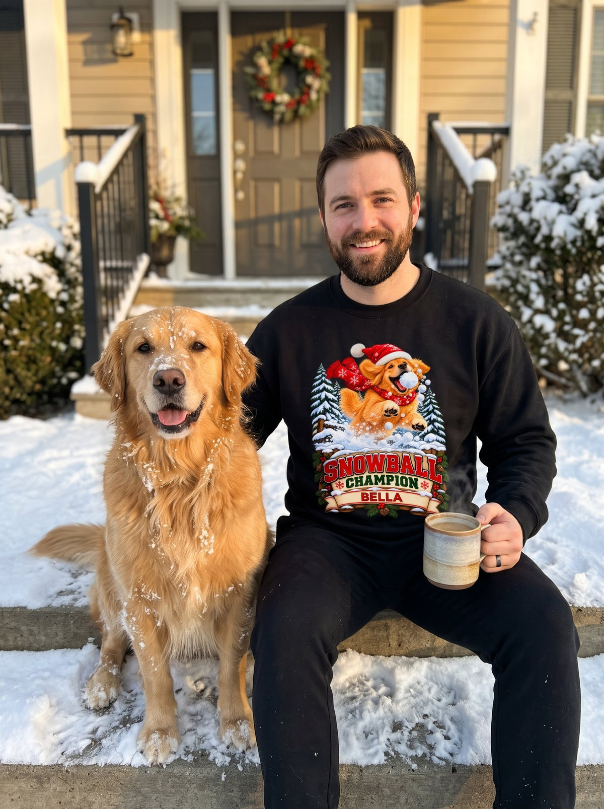 Snowball Champion – Personalized Golden Retriever Christmas Sweatshirt