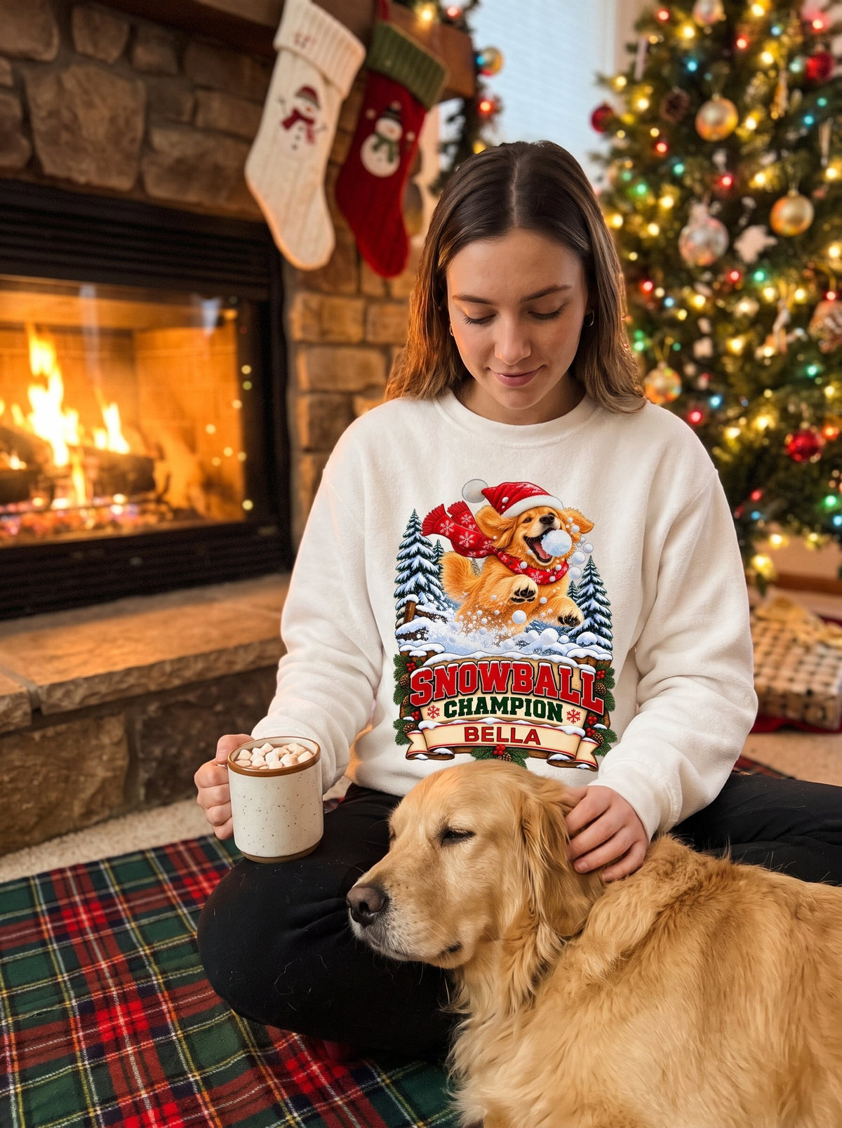 Snowball Champion – Personalized Golden Retriever Christmas Sweatshirt