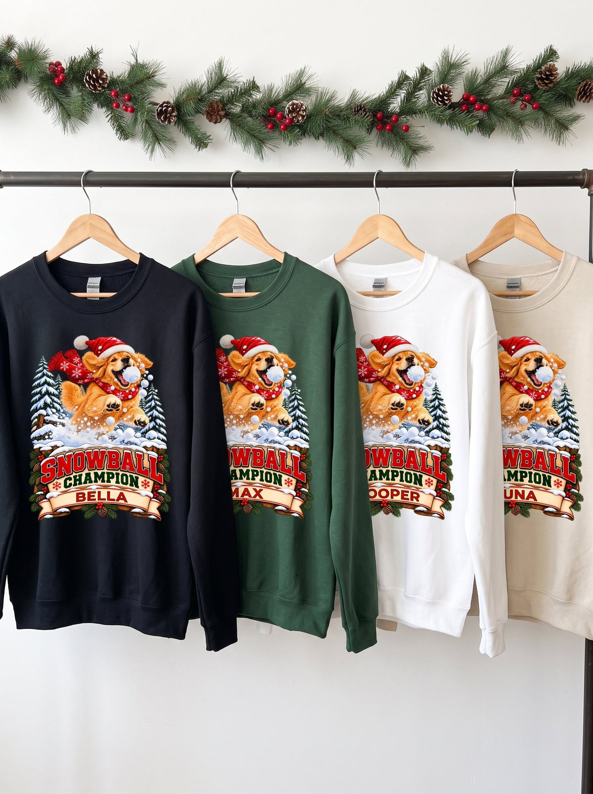 Snowball Champion – Personalized Golden Retriever Christmas Sweatshirt